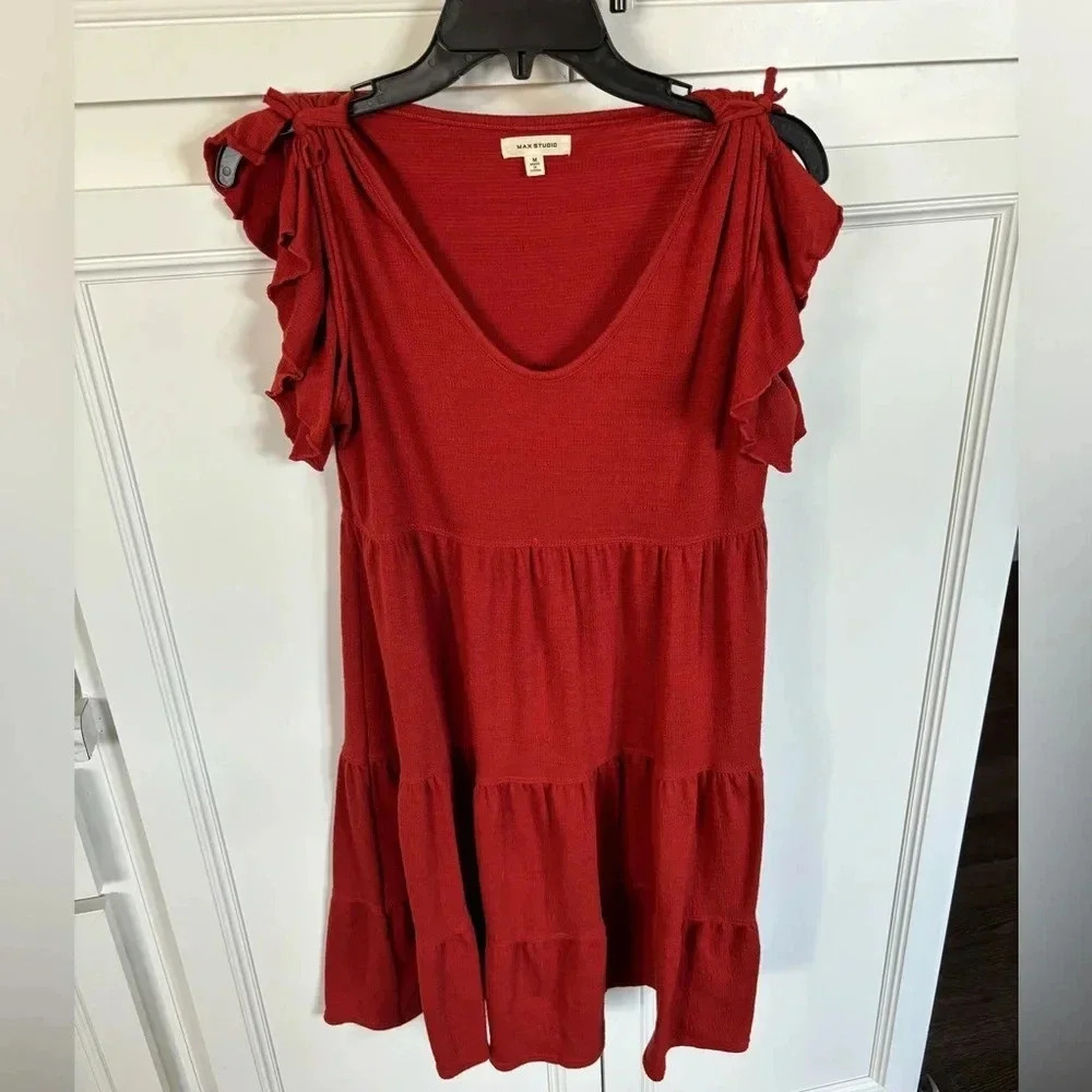 Rust red tiered dress